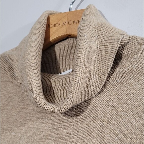 Gap Tan Heather Acrylic Turtleneck Sweater with seam detailing XL - Picture 2 of 4